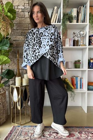 Toka Wraparoo Top Leopard Denim -